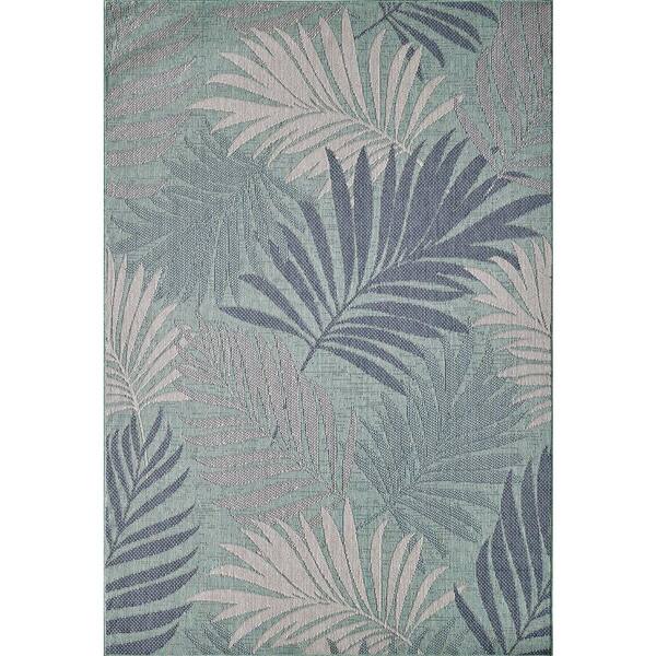 MILLERTON HOME Isla Aqua 5 ft. x 8 ft. Tropical Floral Indoor/Outdoor Area Rug