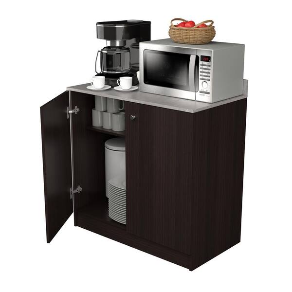 inval america LLC 36.02 in. W x 19.69 in. D x 34.06 in. H Espresso/Stone Finish Ready to Assemble Wood Breakroom Base Kitchen Cabinet