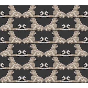 45 sq ft Reclining Cheetahs Black Peel and Stick Non-woven Wallpaper