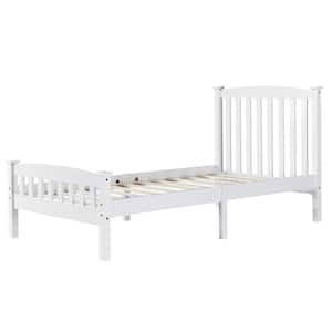 White Wood Frame Twin Platform Bed