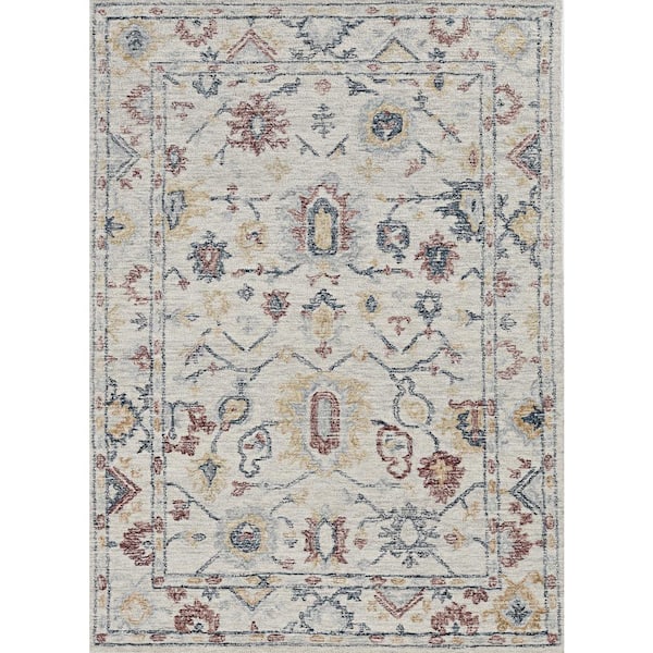 Opal Ivory 5 ft. x 7 ft. Floral Modern Hand-Tufted Wool Area Rug