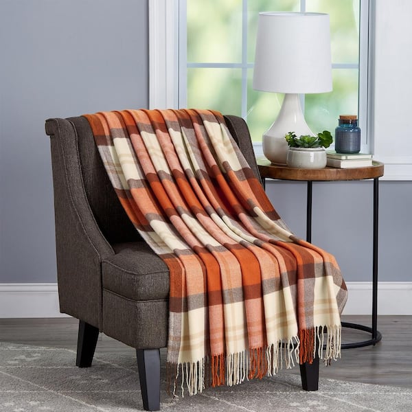 Oversized Faux Cashmere Acrylic Trailway Throw Blanket