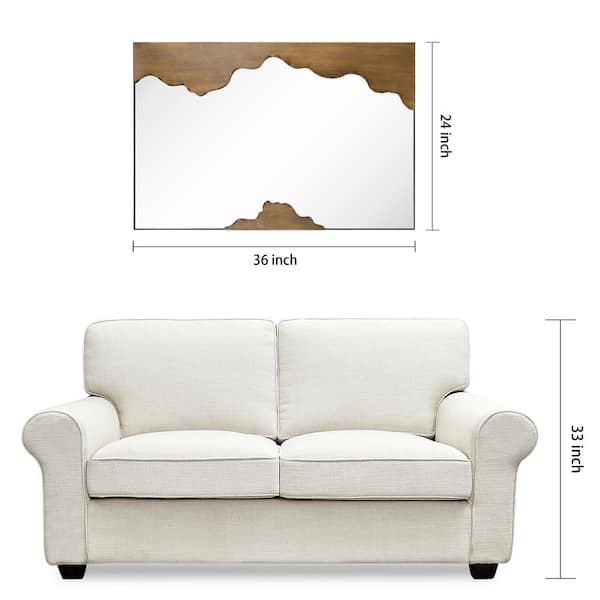 "Antique Gold Edge Tear Rectangular Wall Mirror" 24 in. x 36 in. Mirror Featuring a Brushed Antique Gold Iron Frame