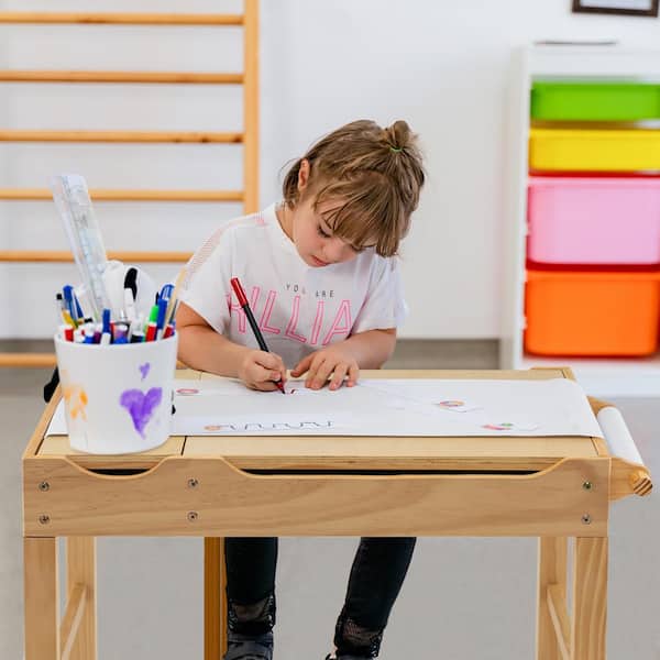 Kids Art Table and Chair Set, 2-in-1 Multi Activity Table Set Lego Table  w/Detachable Tabletop with Storage