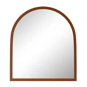 35 in. W x 31 in. H Arched Wooden Brown Framed Wall-Mounted Vanity Mirror(Set of 2)