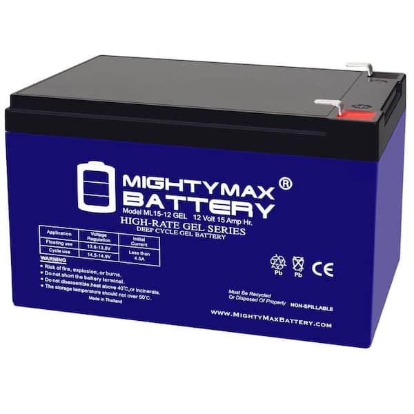 MIGHTY MAX BATTERY 12-Volt 15AH GEL F2 Replacement Battery Compatible with CSB EVH12150, EVH 12150