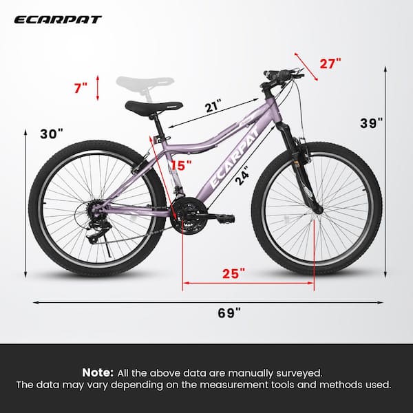 Purple 26 in. Mountain Bike, Carbon Steel Frame Mountain Bike