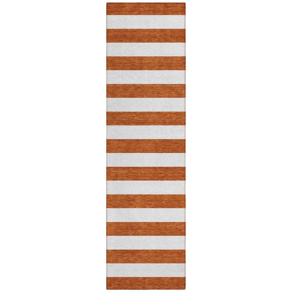 Orange 2 ft. x 8 ft. Woven Striped Polyester Runner Indoor/Outdoor Area Rug price history on PriceWatchPro