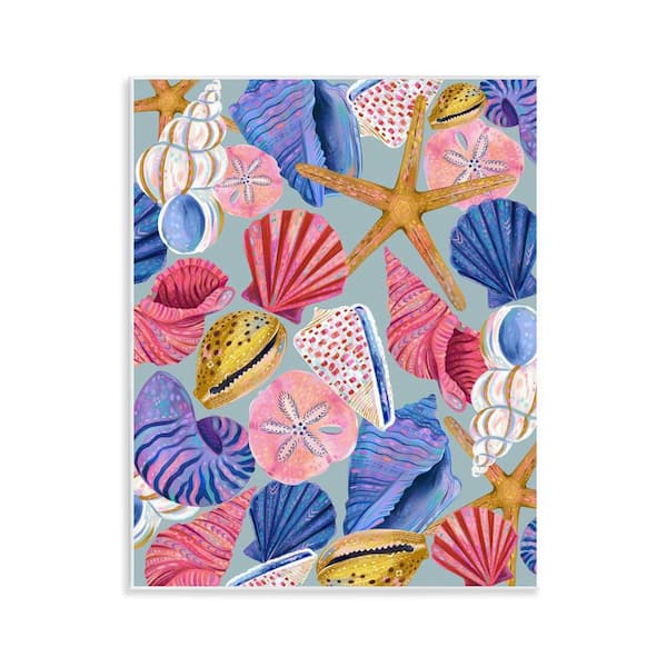 Stupell Industries Bright Seashells Assortment by Arrolynn Weiderhold Unframed Coastal Graphic Art Print 14 in. x 11 in.
