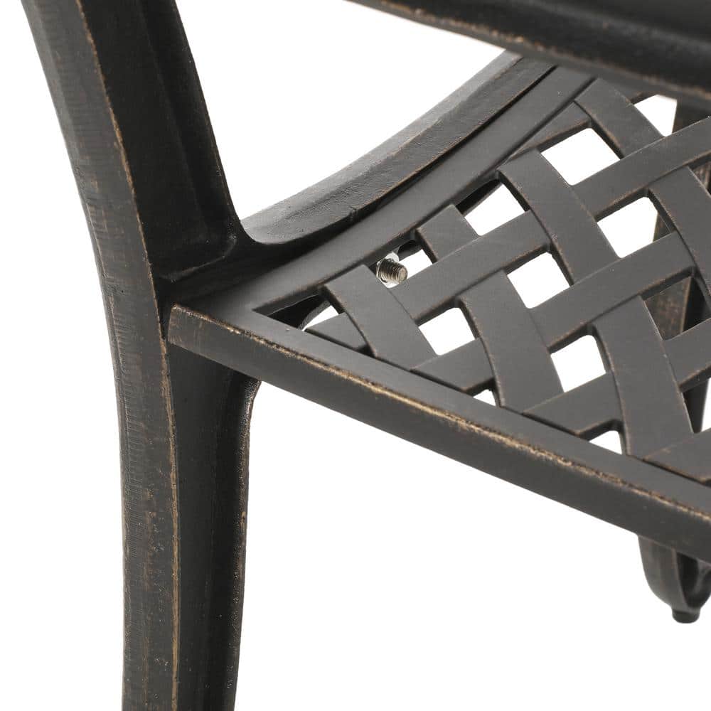 Soft Cloud Patina Copper Cast Aluminum Outdoor Dining Chairs, Set of 2