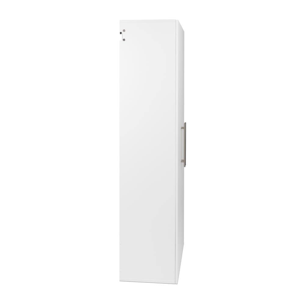 White Wall Mounted Shoe Storage Cabinet with Metal Handles