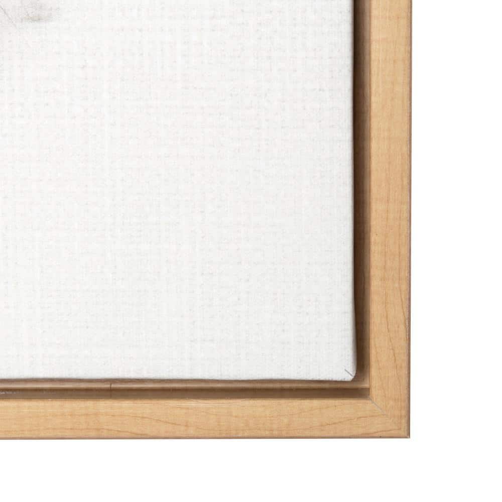 Natural Wood Framed Black and White Rabbit Canvas Art 24" x 18"
