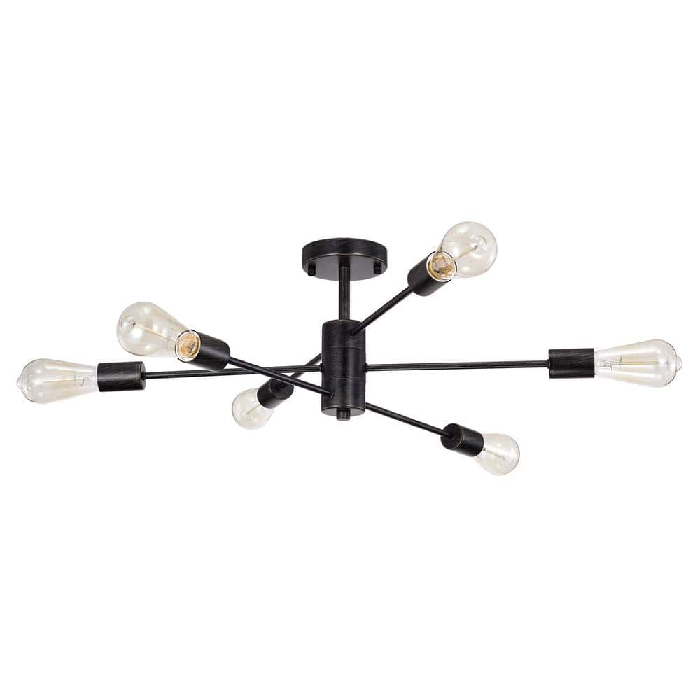 Cintia Matte Black 6-Light Iron Flush Mount Chandelier