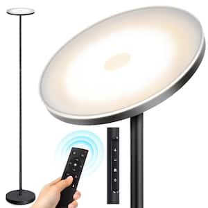 70.9 in. Black Modern 1-Light Dimmable and Color Temperature Adjustable LED Torchiere Floor Lamp