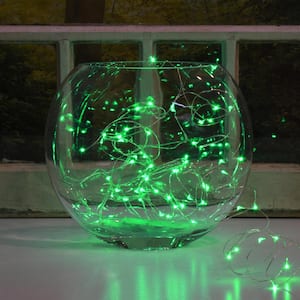 Battery Operated LED Waterproof Mini String Lights with Timer (50ct) Green (Set of 2)