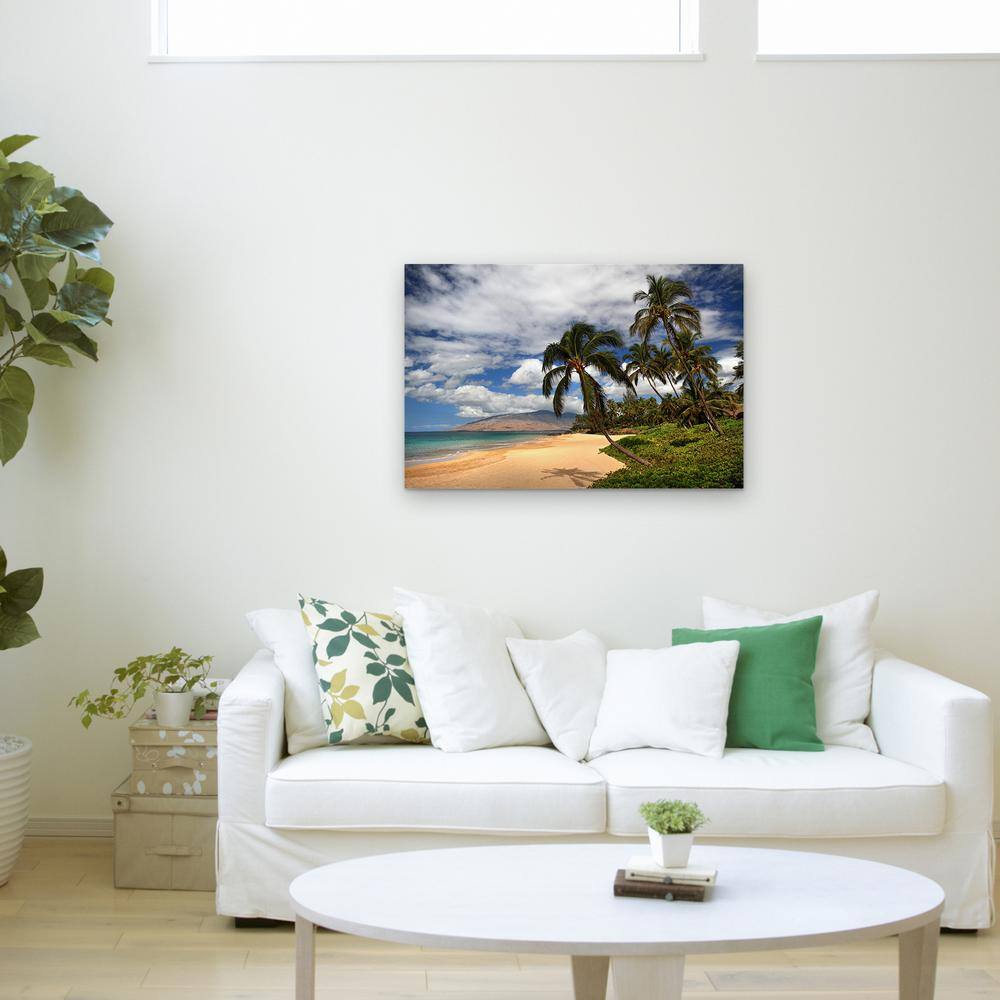 Large Tropical Beach Canvas Art with Wooden Frame
