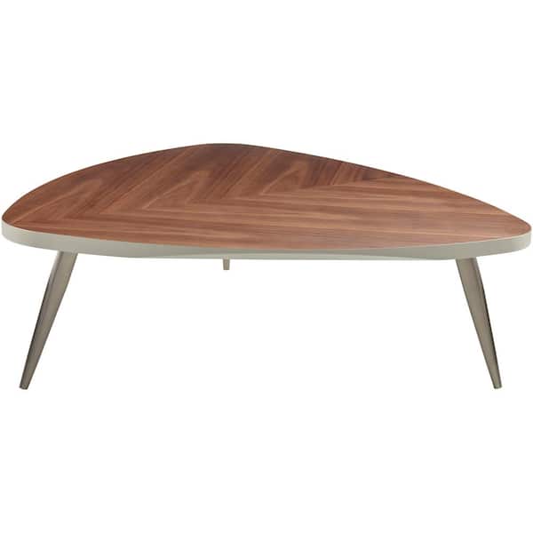 Livabliss Sarina 14 in. Brown/Nickel Rectangle Wood Coffee Table