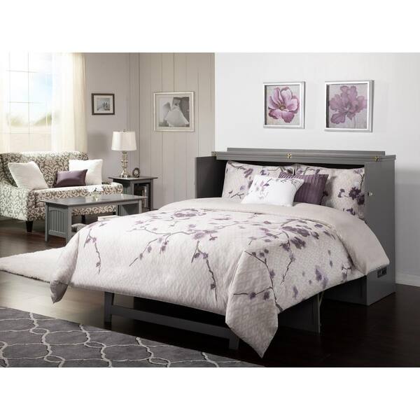 deerfield murphy bed chest queen atlantic grey with charging station