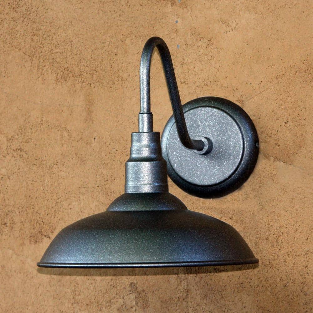 Silver 17" Direct Wired Metal Gooseneck Barn Sconce