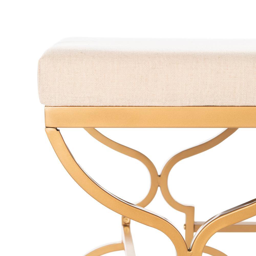 Juliet 46'' Beige Linen and Liquid Gold Rectangular Bench