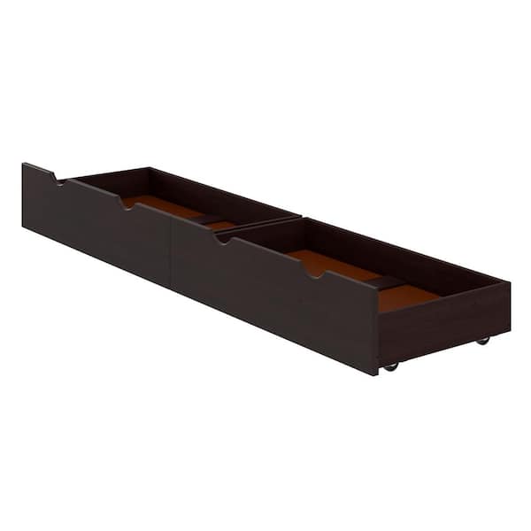 Bolton Furniture Alaterre 37 in. W x 9 in. H Espresso Under Bed Storage Drawers (Set of 2)