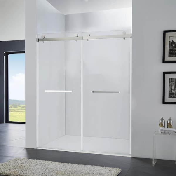 Maincraft 60 in. W x 75 in. H Sliding Frameless Shower Door in Chrome with Temper Glass