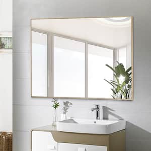 31.5 in. x 23.6 in. Rectangle Modern Gold Bathroom Vanity Mirror Wall-Mounted Or Hanging