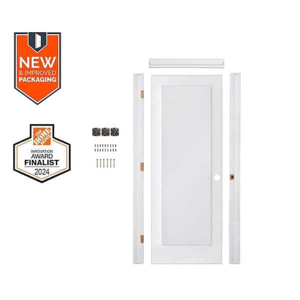 Krosswood Doors Assembly Required 28 in. x 80 in. 1-Lite Left-Hand Frosted Glass MDF Primed Single Interior Door Kit w/ Separate Jamb