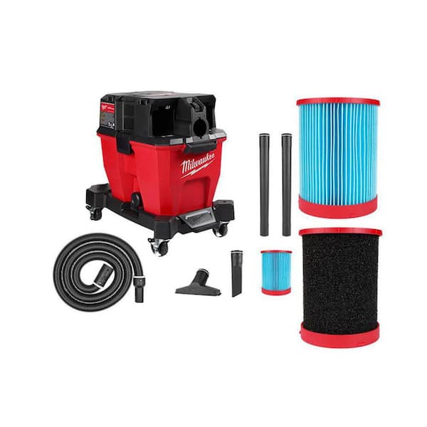 Milwaukee M18 FUEL 9 Gal. Cordless Dual-Battery Wet/Dry Shop Vacuum with Extra High Efficiency Filter and Wet Foam Filter