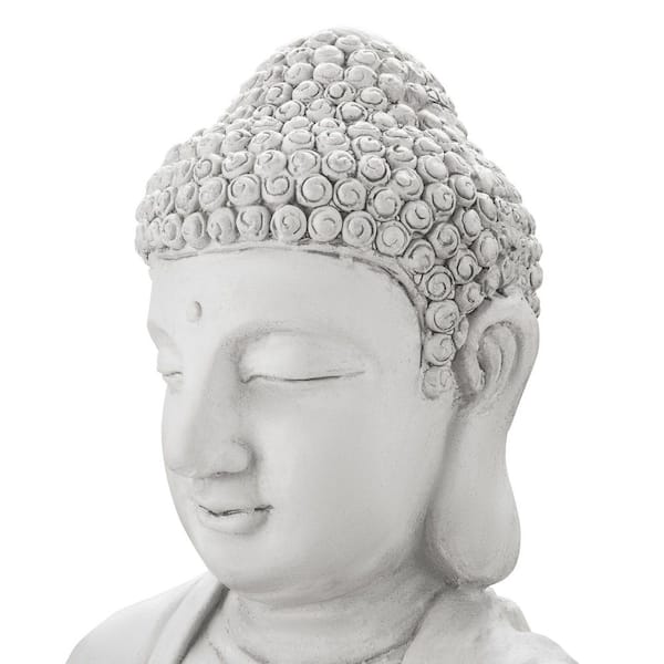 Glitzhome 29.5 in. H Oversized MGO White Meditating Buddha Statue
