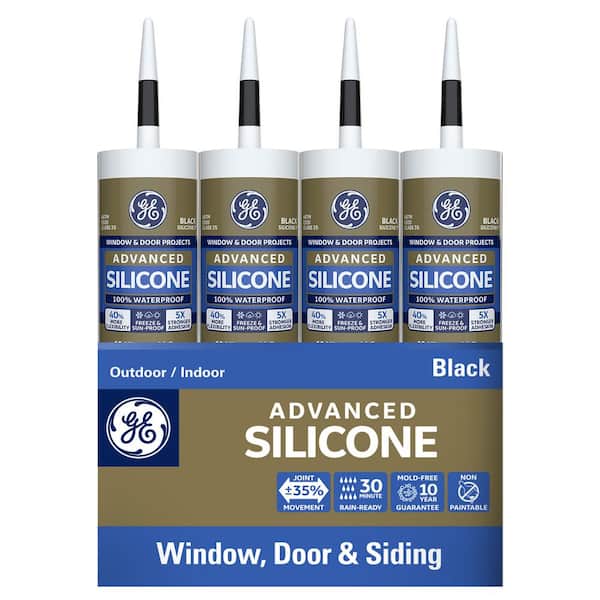 GE Advanced Silicone 2 10.1 oz. Window and Door Black Solvent Based Caulk (12-Pack)