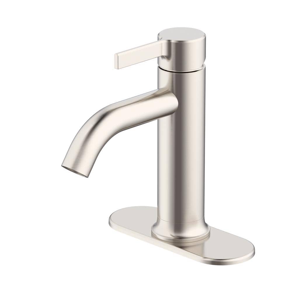 Brushed Nickel Single-Handle High Arc Bathroom Faucet