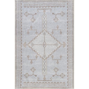 Aelwen Light Gray 4 ft. x 6 ft. Tribal Cotton Machine Washable Area Rug