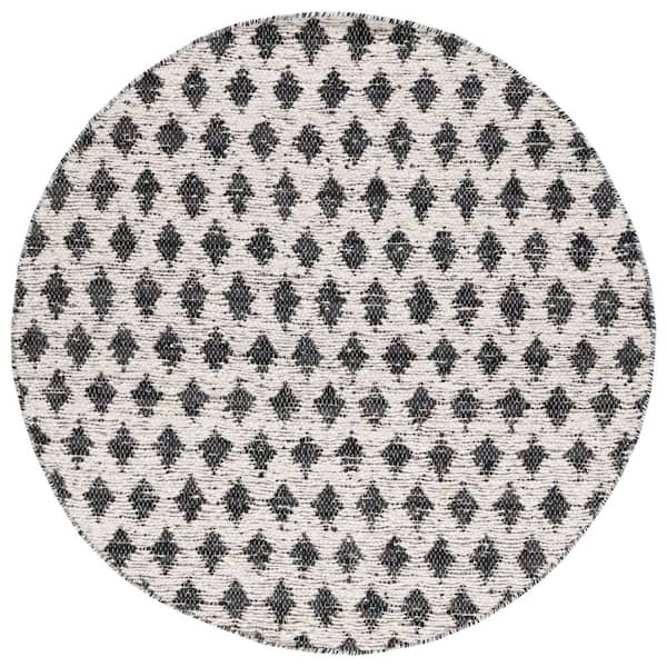 Natura 6 ft. x 6 ft. Beige/Black Diamond Marle Round Area Rug