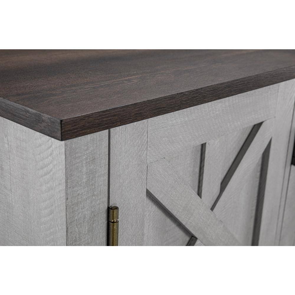 48 in. Rustic Off-White Wood TV Stand with Cabinet