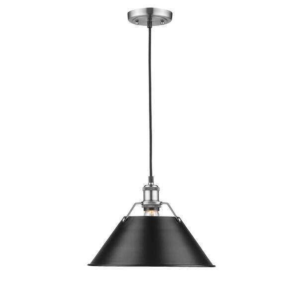 Golden Lighting Orwell Pw 1 Light Pewter Pendant With Black Shade 3306 L Pw Blk The Home Depot 2937