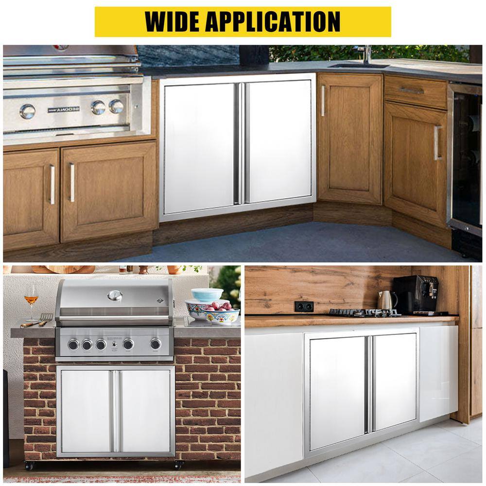 36" x 24" Silver Stainless Steel Double Door Outdoor Kitchen Cabinet