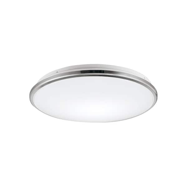 KUZCO Brook 11 in. 1-Light 17-Watt Chrome Integrated LED Flush Mount