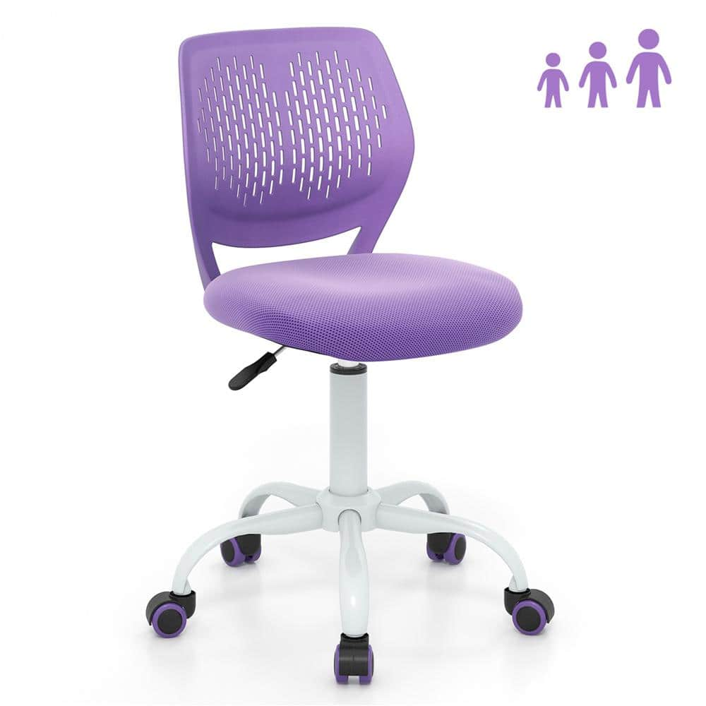 Costway Purple Adjustable Height Mid Back Task Chair with Armless HW66350PU  - The Home Depot