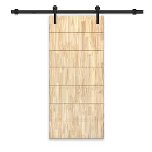 30 in. x 80 in. Natural Pine Wood Unfinished Interior Sliding Barn Door with Hardware Kit