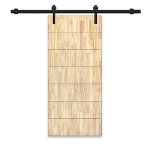 36 in. x 84 in. Natural Pine Wood Unfinished Interior Sliding Barn Door with Hardware Kit