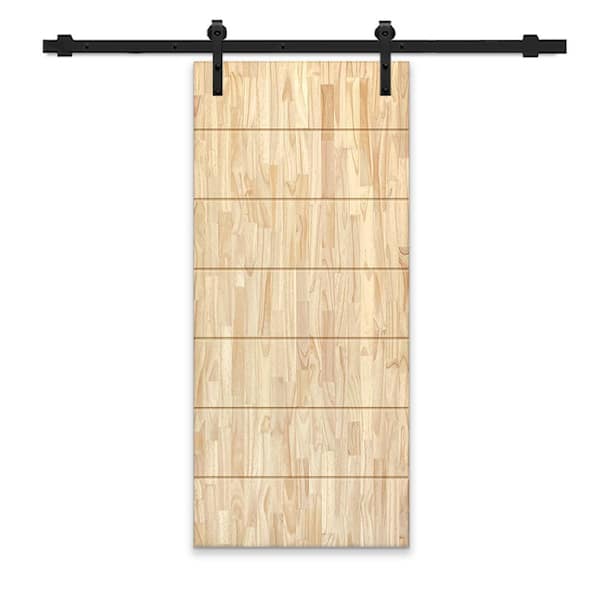 CALHOME 42 in. x 80 in. Natural Solid Wood Unfinished Interior Sliding Barn Door with Hardware Kit
