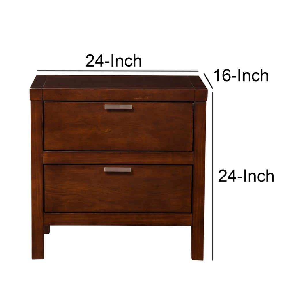 24" Brown Faux Wood 2-Drawer Nightstand