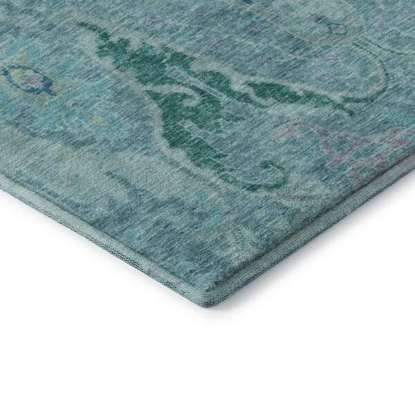 Mayfield Premium Machine Washable Abstract AMF1932 Blue 2 ft. x 7 ft. Runner Rug