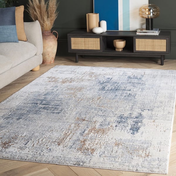 Scarlett 9 ft. x 12 ft. Blue/Ivory Beige Distressed Abstract Area Rug