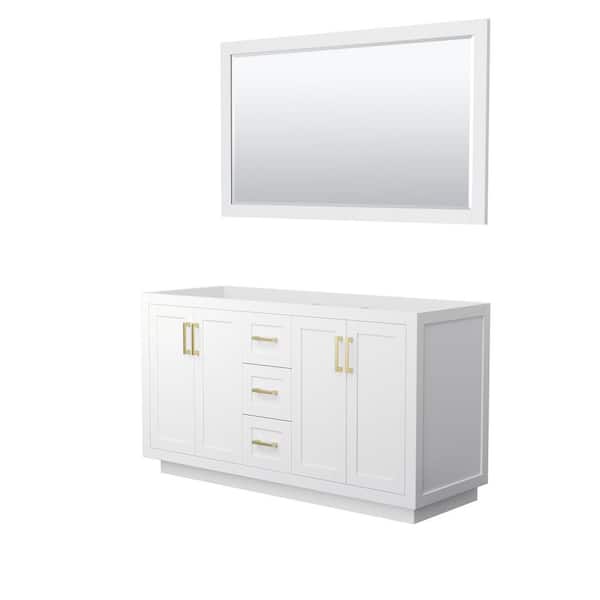 Wyndham Collection Miranda 59.25 in. W x 21.75 in. D Double Bath Vanity Cabinet Only with Mirror in White