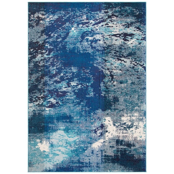 SAFAVIEH Madison Navy/Ivory 9 ft. x 12 ft. Abstract Gradient Area Rug