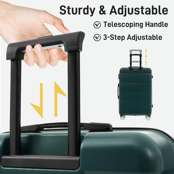Merax 3-Bags 3-Piece Dark Green ABS Hardshell Double Spinner