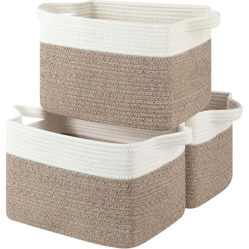 Brown & White 9.85 in. x 8.7 in. Cotton Decorative Baskets,Set of 3 price history on PriceWatchPro