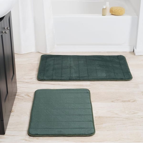 Green 20.25 in. x 32.25 in. Memory Foam 2-Piece Bath Mat Set